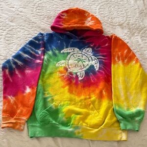 Colorful Tie-Dye Hoodie with Turtle Design Stay Salty Pismo Beach Xl Kids Unisex